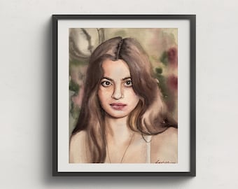 Original Watercolor Painting Portrait Woman Portrait Female Painting Wall Art Beautiful Woman Portrait Wall Decor Wall Art Home Decor