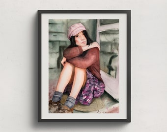 Original Watercolor Painting Portrait Beautiful Woman Painting Female Painting Fine Art Modern Art Realistic Art Wall Decor Wall Art
