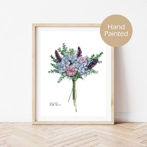 Dipinto personalizzato fatto a mano da foto Bouquet da sposa personalizzato Dipinto botanico ad acquerello Bouquet da sposa personalizzato Regalo di anniversario