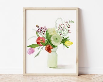 Original watercolor painting, botanical art, floral art, handmade flowers painting, watercolor flowers wall decor, home decor, house gift