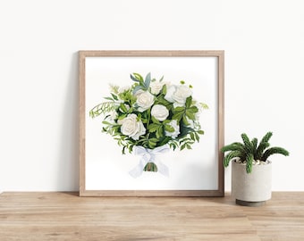 Custom Watercolor Wedding Bouquet Painting: Personalized Floral Art