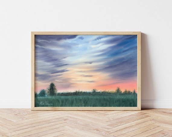 夕焼け風景画：ジクレー版画 - Etsy 日本