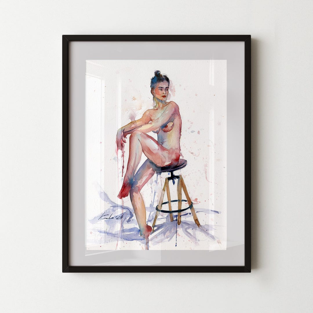 Original Erotic Painting Watercolor Sketch Figurative Art Nude Original Erotic Painting Watercolor Sketch Figurative Art Nude