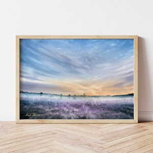 Lavendelfeld - Aquarell Fine Art Prints, Landschaft Malerei, Kunst Poster, Natur Aquarell Druck, Landschaft Malerei