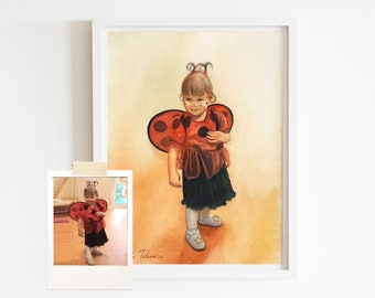 Original Custom Baby Portrait Watercolor Painting From Photo Handmade Personalized Baby Gift Kids Portrait Family Portrait Children Portrait