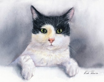 シャルトリュー猫限定版水彩画アートプリント（スラヴェイカ