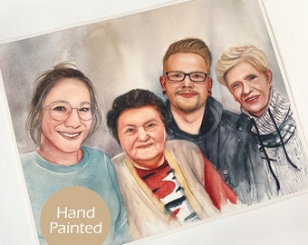 Custom Portrait from Photo, Hand Painted Watercolor Portrait, Gift for Her, Original Painting, Custom People Portrait, Unique Gift