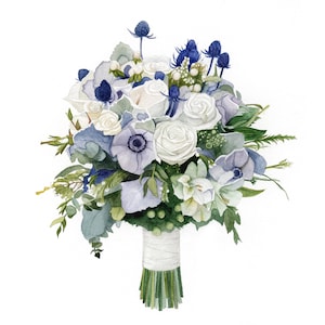 Dipinto bouquet da sposa Bouquet da sposa personalizzato Dipinto ad acquerello Bouquet ad acquerello Dipinto di fiori personalizzato Regalo di nozze Regalo d'arte
