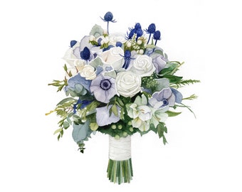 Custom Wedding Bouquet Watercolor Painting: Bridal Art Gift