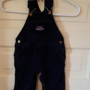 Osh Kosh Navy Blue Corduroy Vestbak  Overalls 12 months super cute -Made in Canada
