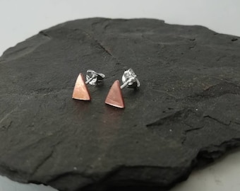 Copper earrings, copper studs, stud earrings, Triangle earrings, Minimal studs, Small studs, Gift for her