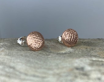 Circle earrings, Circle studs, Copper studs, Copper earrings, Textured jewellery, earrings, Gift for her, copper stud earrings