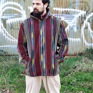 Velvet gheri organic heavy cotton hooded jacket, polar fleece inside, handwoven cotton, hippie jacket, warm boho jacket, high quality cotton