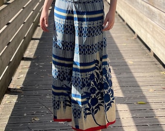 Beautiful boho chic silk trousers, palazzo trousers, long women's trousers, wide, comfortable, eye catching floral print trousers/pants