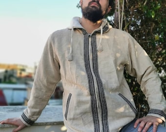 Handwoven Himalayan Cotton Sherpa Jacket: Boho Street Style