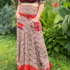 Wonderful Indian silk skirt, Aladdin skirt, long skirt, wide and comfortable,  summer skirt with pockets, dhoti skirt, boho chic skirt