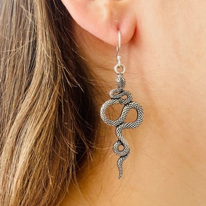 Handcrafted Brass Snake Earrings: Boho Chic Jewelry