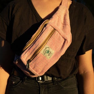 large hemp Fanny Pack , vegan Waist Bag,  colourful Hip pack, pink color Bumbag, cross-body bag, vegan money bag, eco friendly belt bag