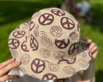 Peace Symbol Hemp Hat: Organic Himalayan Vegan Festival Hat