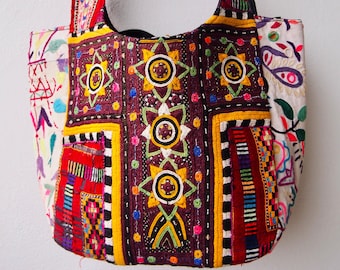 Vintage Banjara Handbag: Two-Faced Embroidered Tribal Bag