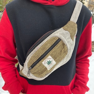 Sac banane en chanvre, sac banane végétalien, sac banane hippie, sac banane style bohème, sac banane boho, sac bandoulière, sac d'argent végétalien, couleur vert-gris