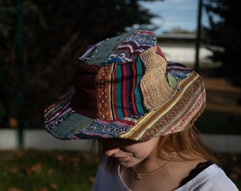 Patchwork Hemp Hat: Eco-Friendly Bohemian Festival Style