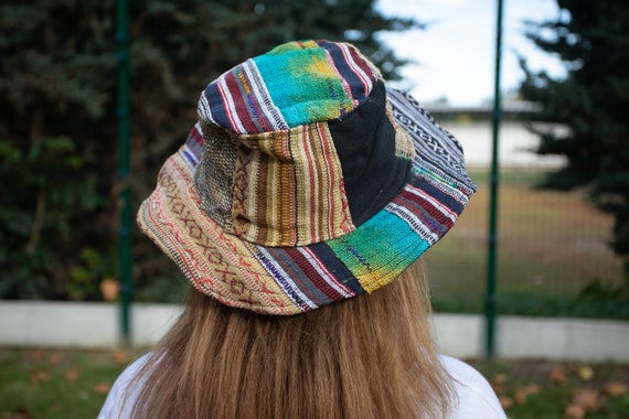 Patchwork Multicolour Eco- Friendly Hemp Hat, Bohemian Hemp Patchwork Multicolour Eco- Friendly Hemp Hat, Bohemian Hemp