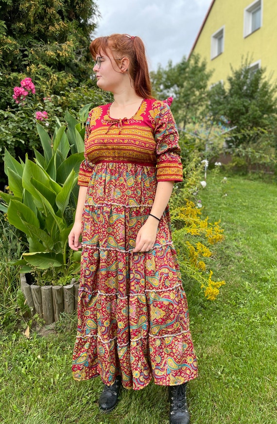 3/4 sleeve boho maxi dress Floral Silk Dress: Hippie Gown 29.92 US all-footwear Hollister open back linen Color:Steel-Blue