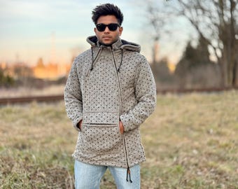 Handmade Wool Fleece Lined Boho Jacket, Nepal Outerwear