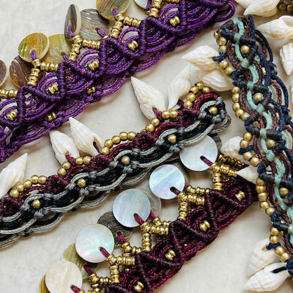 Divers bracelets de cheville en coquillages naturels et nacre, bracelet de cheville en macramé, bijoux de plage, réglable, solide, solide et résistant, style goa