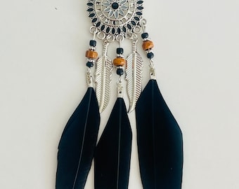 Boho Feder Ohrringe - Handgefertigter Natur inspirierter Statement Schmuck