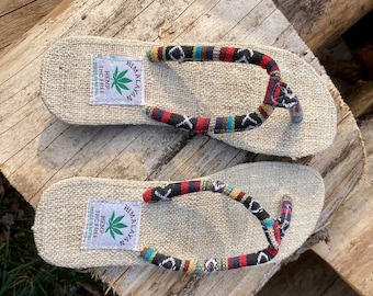 Chanclas de cáñamo orgánico, coloridas chanclas de cáñamo tejidas a mano, chanclas de fibra natural de cáñamo del Himalaya, zapatillas de chanclas, sandalias de tanga