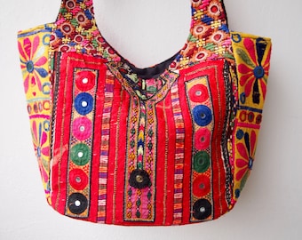 Vintage Banjara Handbag: Two-Faced Embroidered Tribal Bag