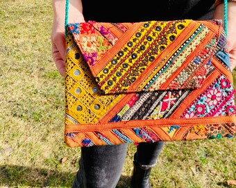 Sac Bandoulière Banjara Gypsy Patchwork Brodé Indien - Fait Main - Neuf Avec Étiquette