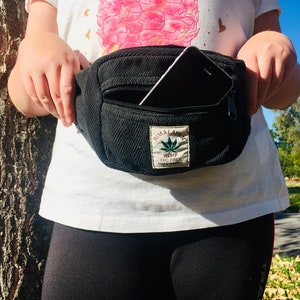 large hemp Fanny Pack , vegan Waist Bag, Hip pack, black Bumbag, cross-body bag, vegan money bag, hemp belt bag, Himalayan hemp, zdjęcie 8