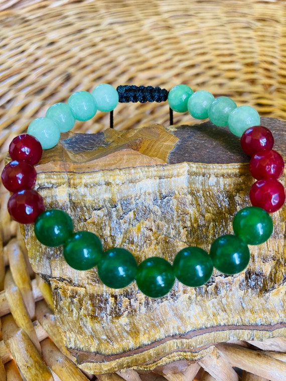 Leo Zodiac Sign Healing Bracelet With Indian Ruby, Jade and Green