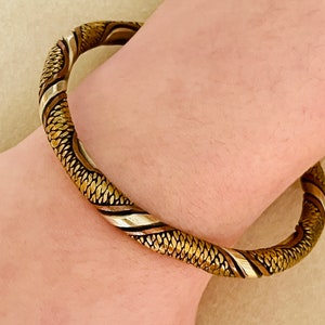 Handcrafted Filigree Cuff Bracelet: Nepal Ethnic 3-Metal Design