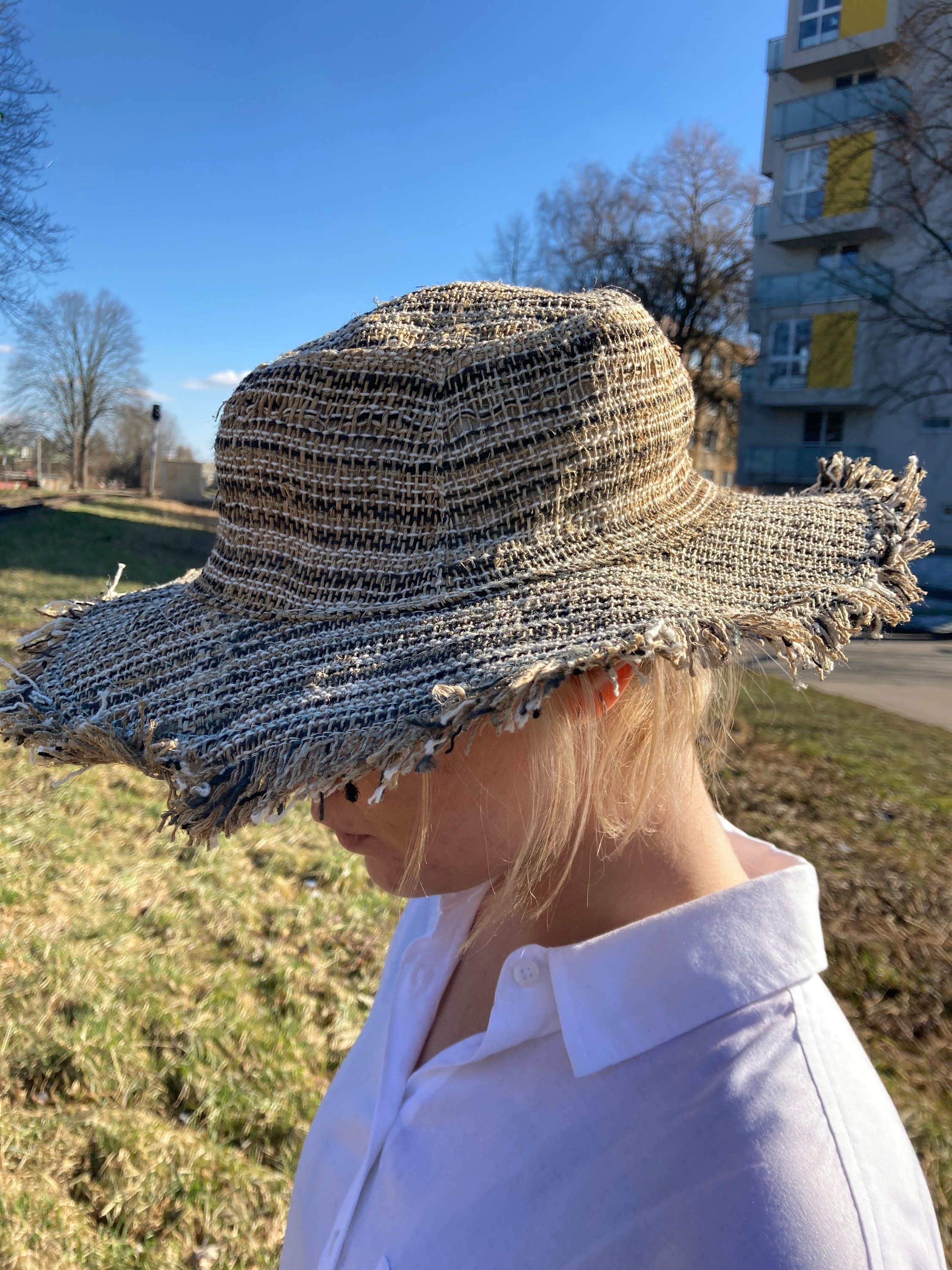 Handmade Multicolor Stripe Hemp Sun Hat – Unisex Eco-Friendly Wide Brim Hat  For Men Women – Lightweight, Breathable, Packable Summer Hat For Beach