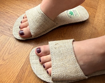 Pantofole in canapa biologica tessute a mano, sandali antibatterici, pantofole