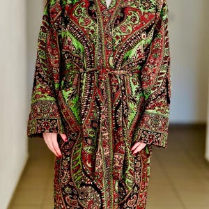 Merino Kochwolle Kimono Robe : Handgefertigte Boho Loungewear