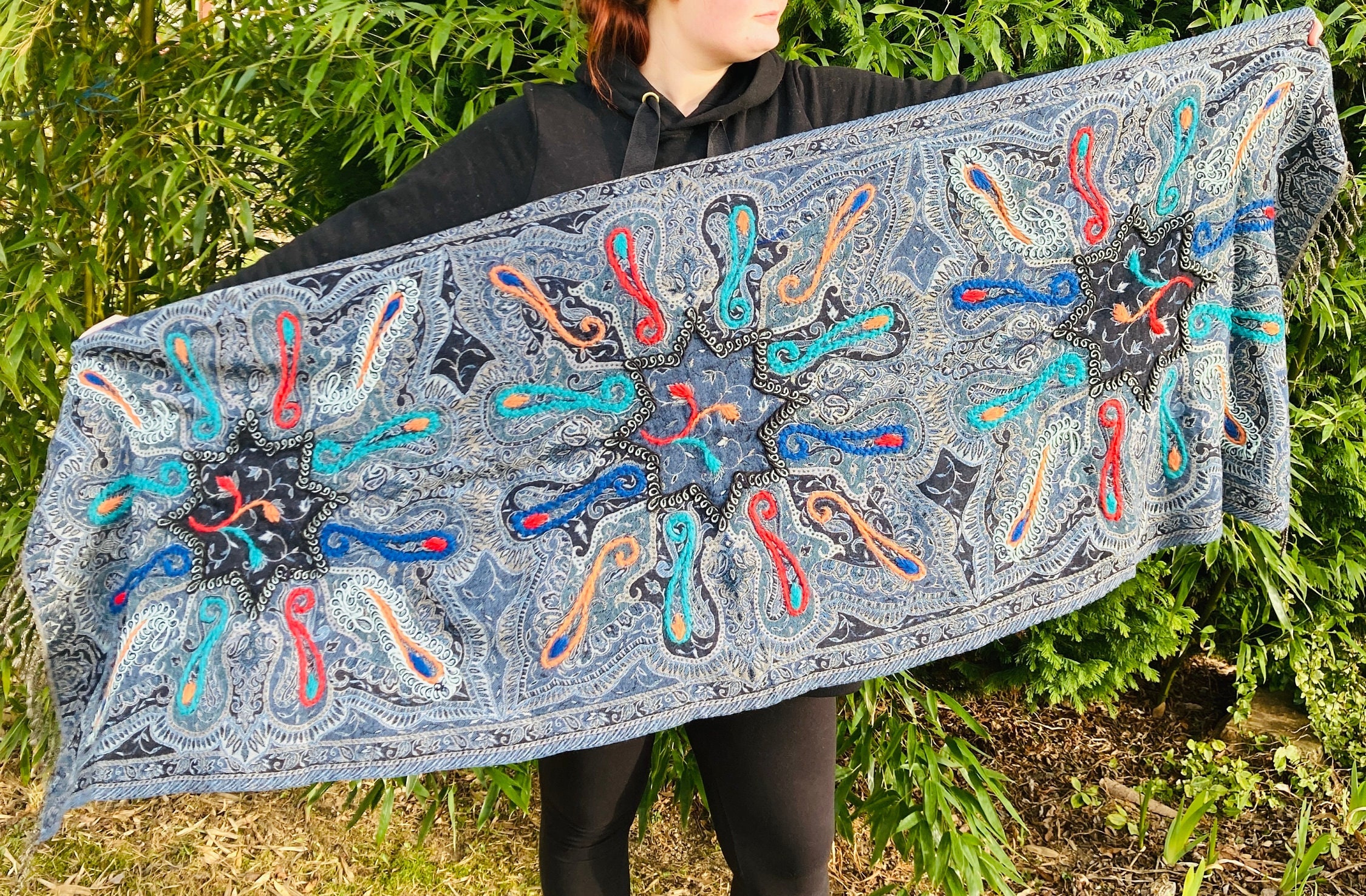 Bacalar - sciarpa di lana ricamata – Scarves