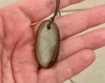 Golden Obsidian Amulet Necklace: Psychic Protection, Grounding Stone
