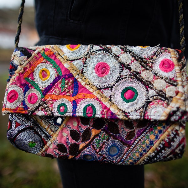 vintage tribal banjara gypsy purse, rajasthan banjara clutch handbag, bohemian handbag, embroidered bag, ethnic handbag, patchwork handbag