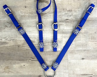 Biothane® Rhinestone Horse Bridle & Breast Collar Set - Waterproof Show Tack
