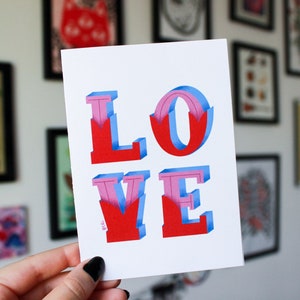 Carte de Saint-Valentin | carte d'anniversaire | Message personnalisé | Amitié | de voeux | Typographie | Art numérique - Amour