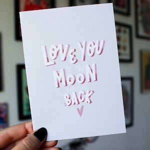 Carte de Saint-Valentin | carte d'anniversaire | Message personnalisé | Amitié | de voeux | Art numérique - Love You To The Moon and Back