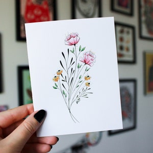 carte d'anniversaire | Message personnalisé | Carte de Saint-Valentin | Amitié | de voeux | Art numérique - Fleurs