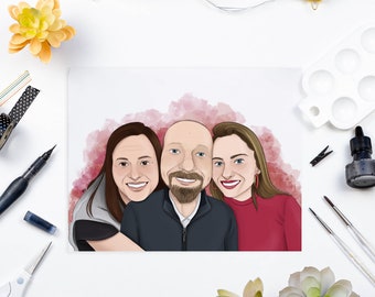 Custom Portrait Illustration | Chest-Length | Personalized Gift | Couple Portrait | Friends Portrait | Family Portrait | Digital Art