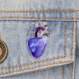 Galaxy Heart Pin: Watercolor Illustration Acrylic Pinback