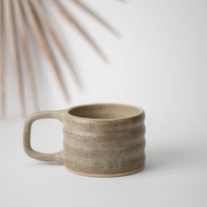 Wavy Handmade Stoneware Mug Ceramic Wavy Pottery Mug Sand image 3